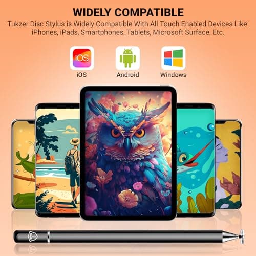 Tukzer Universal Stylus Pen for Smartphone/Tablet/iPad/Pro/Air/iPhone/iOS/Android/All Touch Screens Devices| Fine Point Disc Tip, Lightweight Aluminum Body Magnetic Cap Drawing Writing (Black) 6
