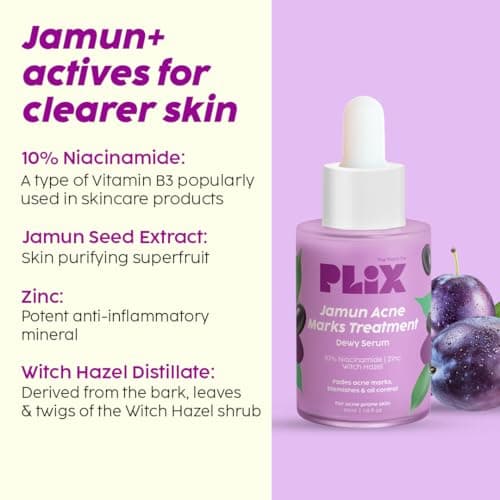 PLIX THE PLANT FIX Jamun Cleanser & 10% Niacinamide Acid Serum With Smoothie Moisturizer Combo l Detoxifies The Skin l Reduces Acne Marks l Fades Blemishes l All Skin Types 3