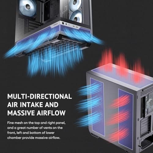 Antec C7 ARGB ATX Mid Tower PC Case Black 270 Degree Panoramic View 3 Side Glass 4