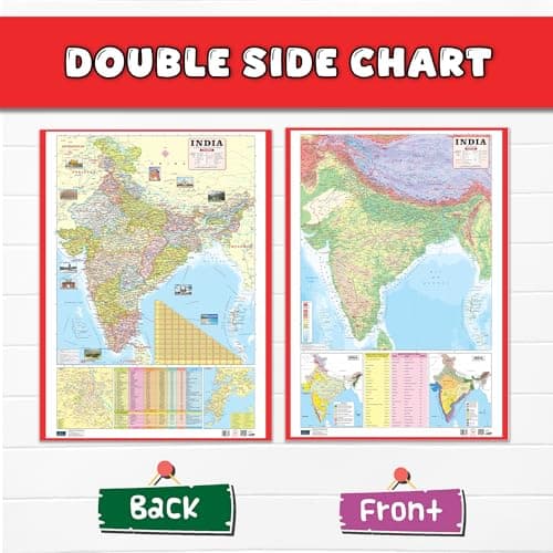 World and India Map Early Learning 30 inch X 20 inch Educational Chart for Kids- Non-Tearable and Waterproof, Double Sides Printed Laminated Chart, ... - Paper Print Wall Chart – 27 November 2025 3