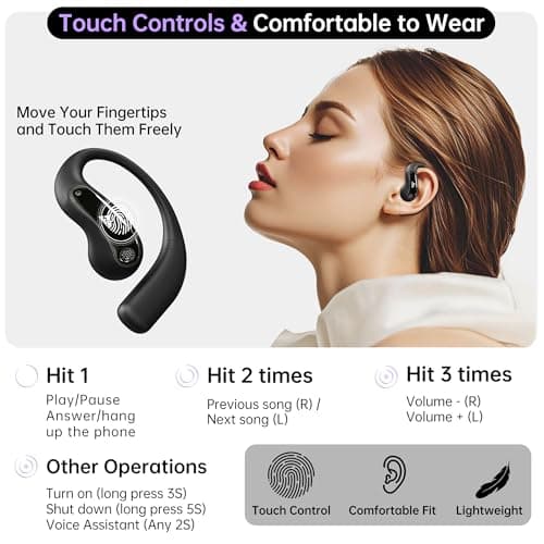WeCool Moonwalk M1 Pro Open Ear Earbuds Wireless with 360° Panoramic Sound, Bluetooth 5.4 Ows Earphones with Call Noise Reduction, Ear Safe Headphones with Mic, 60H Playtime, LED Display, IP55 4