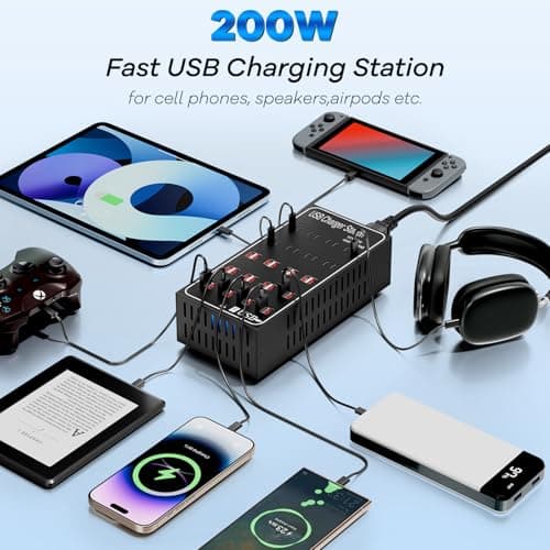 Charging Station for Multiple Devices, Vantacent89 Multiple Charger Station with Multiple Fast Charging 40 Ports 2