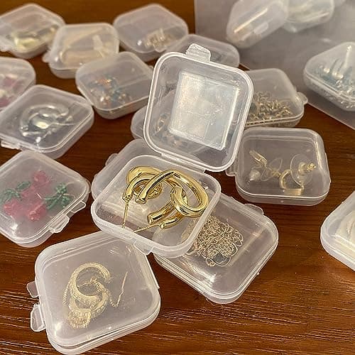 wolpin Jewellery Box Organiser (Pack of 20 Pcs) | Transparent Plastic Storage Case for Rings Earrings Necklace Small Accessories | Multipurpose Home Organizer Travel Friendly Mini Box for Daily Use 2