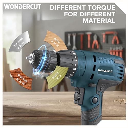 WONDERCUT 450W, WC-ESD-10-B Electric Screwdriver 10mm, 750RPM, Copper Armature, Keyless Chuck, LED Light R/F, Variable Speed, Torque 19+1 Drill Mode with 1 Pcs Screw Bit 6