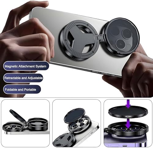 Magnetic CPL Filter for iPhone & Smartphones, 52mm Circular Polarizing Lens, Anti-Glare Camera Filter, Reduces Reflections, Enhances Colors, Rotatable Polarizer, Compatible with iPhone 12-17 & Android 5