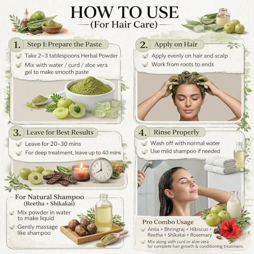 Rosemary Powder for Hair Growth & Hair Fall Control | 100% Pure & Natural Ayurvedic Powder | Helps Strengthen Roots & Improve Scalp Health | Herbal Hair Care for Men & Women (50g) 4