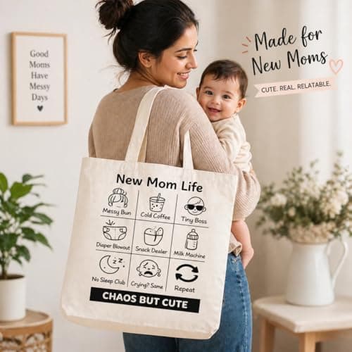 The Baby First Box Everyday Essentials Diaper Tote Bag for Mothers – Shoulder Bag for Baby Essentials & Daily Use | Reusable Eco-Friendly 100% Cotton 220 GSM 14 x 16 Inch 2