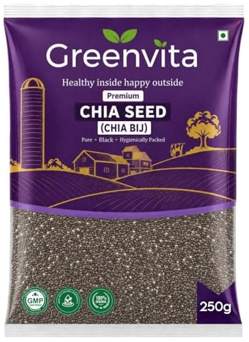 Greenvita Premium Chia Seeds 250g Raw Natural Superfood, Rich in Fiber, Protein & Omega 3, Seeds Form (250g)