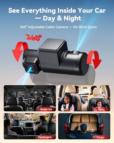 REDTIGER F17 Plus 4 Channel Dash Cam, 2.7K+3*1080P Car Camera, 360° View with Dual Rotatable Inside Lenses, STARVIS 2 IMX675, IR Night View, Free 128GB Card, 5GHz WiFi GPS, Voice Control, Touchscreen 5