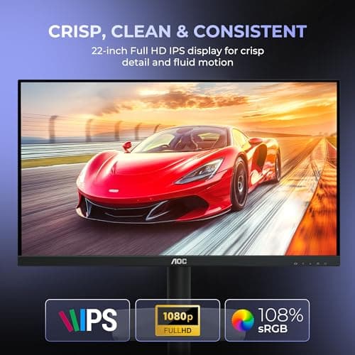 AOC 22B15H2 21.45” Full HD IPS Monitor | 120Hz Refresh Rate | 1ms MPRT | Adaptive Sync | 3-Sided Frameless | Low Blue Mode | HDMI & VGA | Black 2