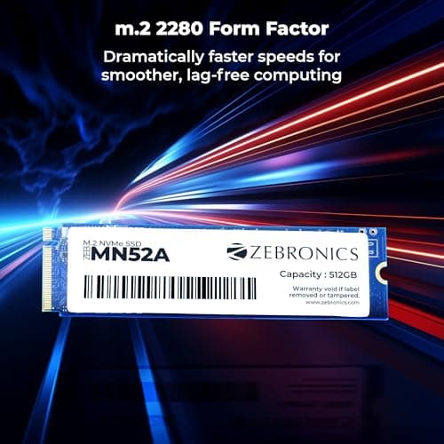 Zebronics 512GB M.2 NVMe SSD, 2280 Form Factor, 2200MB/s Read & 1600MB/s Write, Faster Than SATA SSD, High Performance Storage, Low Power Consumption, Silent Operation, S.M.A.R.T Support (MN52A) 4