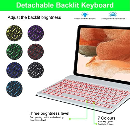 Keyboard Case for Samsung Galaxy Tab S10+ Plus/ S9FE Plus/ S9 Plus/ S9+/ S8+/S8 Plus/ S7 FE/S7 Plus/S7+ 12.4 Inch, Smart Wireless Keyboard Case with Pen Holder (Rose Gold) 3