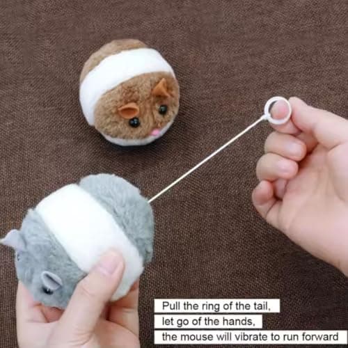 RvPaws Pulling Mouse Sound for Kitten | Vibrating Drawstring Mouse Cat Catching Mouse Toy | Funny Mouse Plush Cat Toy Jumping Mouse - Color May Vary 3