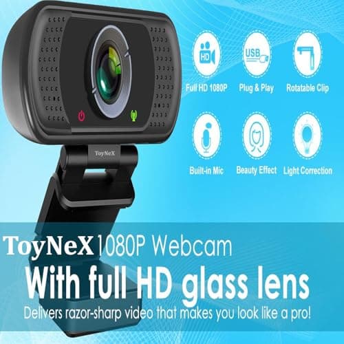 ToyNeX Full HD 1080P Webcam with Microphone, Pro Streaming Computer Camera, Widescreen USB Web Camera for Desktop PC Laptop.(Black) 2