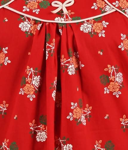 Bejod's Collection Women's Nighty Cotton Maxi Nightdress – Printed Floral Full-Length Nightgown, Plus Size Loose Fit Sleepwear Summer Nightwear for Women XL-3XL (Red, XXL) 4