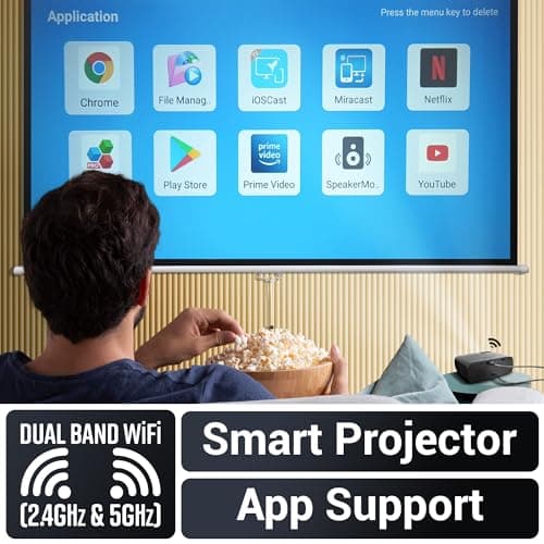 ZEBRONICS PIXAPLAY 55, Smart Projector, 10000 Lumens, 4K Support, 150 Inch Screen Size, Quad Core Processor, Bluetooth, HDMI, USB, WiFi, mSD, AUX, 1080p Native, APP Support, Miracast 4