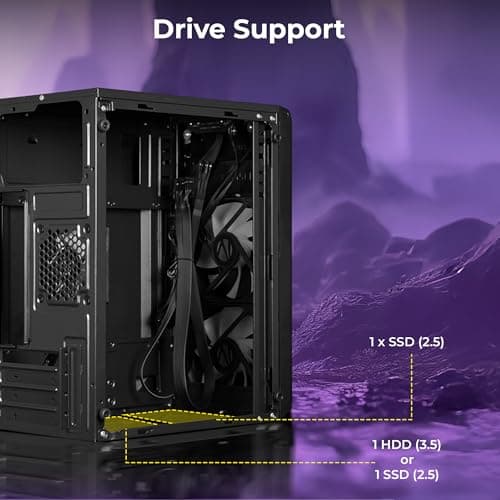 Zebronics Gaming PC Cabinet, mATX/ITX Support, Multi-Colour Glow Fans, Acrylic Side Panel, Smoked Front Design, Top Mount PSU (Zium 10) 4