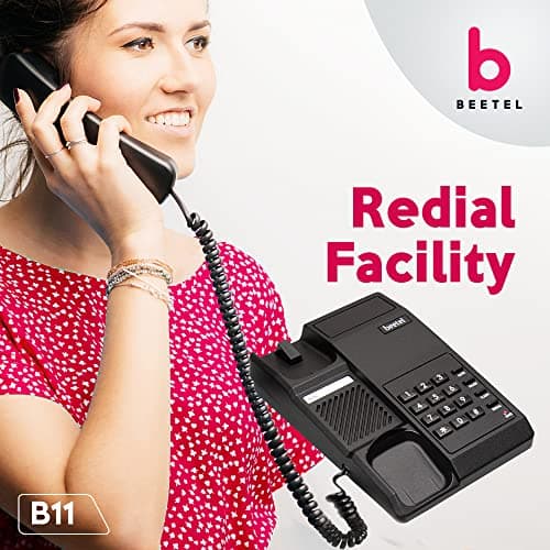 Beetel B11 Corded Landline Phone, Ringer Volume Control, LED for Ring Indication, Wall/Desk Mountable, Classic Design, Clear Call Quality, Mute/Pause/Flash/Redial Function (Made in India)(Black)(B11) 3