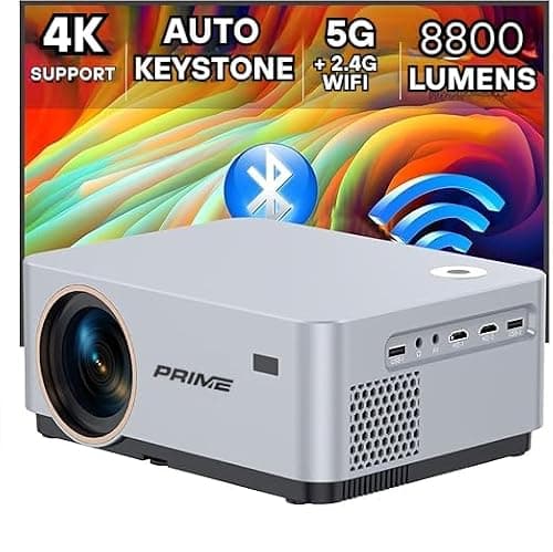 Prime PX-20 Nova Pro 4K UHD Smart Projector – Ultra-Bright 8800 Lumens | Electronic Focus | Android 11 | 5G Wi-Fi | BT 5.0 | 2GB+16GB | Built-in Apps | Home Theater & Office Use 2