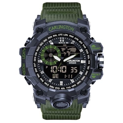 Carlington Resin Endurance Analog-Digital Sports Watch For Men And Boys-Ct 3388 Green
