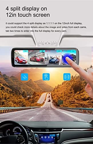 MANYCAST 360 Degree Dash Camera for Car with Night Vision | Full HD | 12" Touch Screen | Parking Assistance, G-Sensor and Loop Recording | 4 Cameras (Left, Right, Front and Rear) Dashboard Dashcam 3