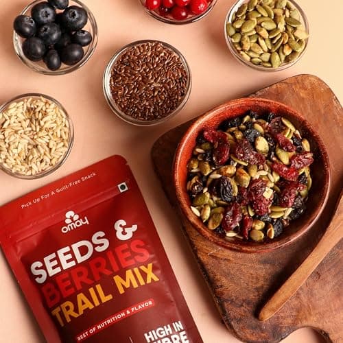 Omay Foods Seeds & Berries Mix, 400g Pouch | Trail Mix | Roasted Seeds, Dried Berries | Antioxidants, Omega-3 & Fibre | No Added Sugar | Oil-Free | Healthy Snack for Weight Loss 3