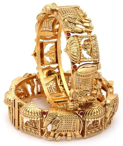 Shining Diva Fashion Bangles for Women Girls Set of 2 Traditional Latest Stylish Design (16501b_2.4)(Gold)