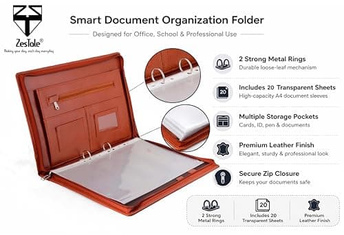 ZesTale Professional Leatherette Material 2 Ring File Folders, Conference Folder| Certificate Document Folder | Certificates Folder | Leather folders for documents | Folders with 20 Leafs(200 Micron) 2