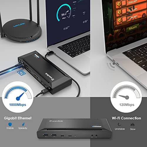 WAVLINK USB C Dual 4K HDMI&DP Universal Docking Station, Dual 4K@60Hz & Single 5K@60Hz 5