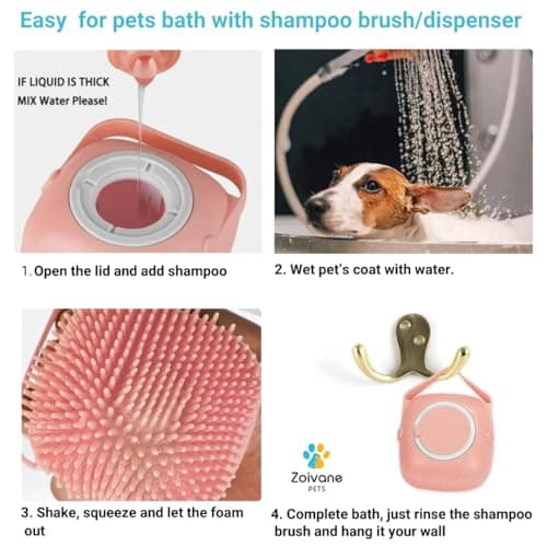 ZOIVANE Dog Bath Brush | Soft Silicone Bristles Pet Grooming/Bathing & Massage Brushes | Dog & Cat Accessories | Labrador, German Shepherd, Golden Retriever | Shampoo Dispenser Washing Brush-Pack of 1 4
