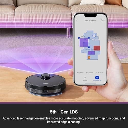 Eureka NER710 2-in-1 Robot Vacuum & Mop with 8000Pa suction, 5th-Gen LDS laser navigation, multi-floor mapping, 180-min runtime, 3-in-1 cleaning for pet hair, carpets & hard floors, App/Alexa support. 5
