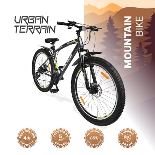 Urban Terrain Bolt Ultra 27.5T Geared MTB | 21 Speed Cycle with Shimano Gear for Men | 17.5″ Frame, Grey | 15+ Years 2