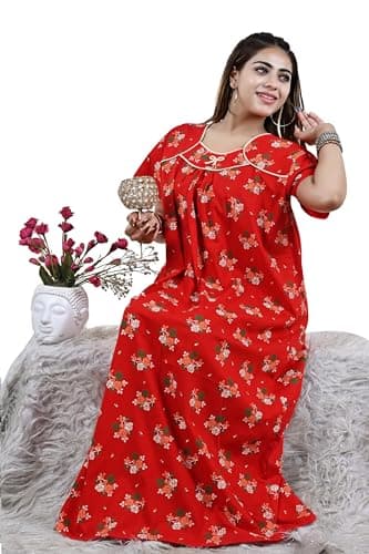 Bejod's Collection Women’s Cotton Nighty Combo Pack of 2, Full Length Printed Maxi Night Gown, Soft Breathable Sleepwear for Women, Plus Size XL, XXL, 3XL 5