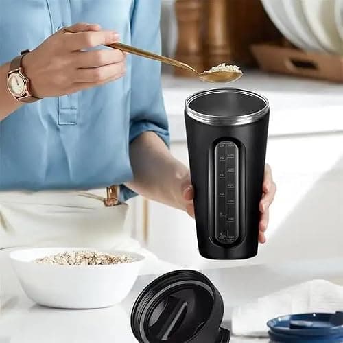 MYBURRGH ® VISIBLE WINDOW BPA FREE Protein Shaker Bottle, Gym Shaker Steel Shaker Bottle Gym Shaker Bottle Shaker Bottles For Protein Shake Gym Protein Shaker Bottle (Matte Black 950 ML) 3