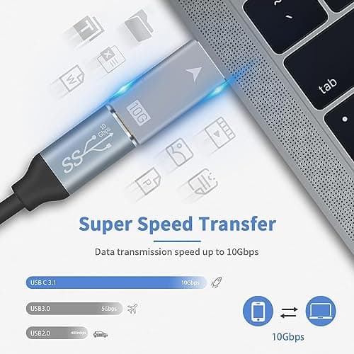 Tobo USB to USB C Adapter, USB C Female to USB 3.0 Male Adapter, 10GB USB A to USB Type-C 3.1 Gen2 Adapter Support PD Fast Charging and Data Transfer for Phone, Laptop, (TD-1032TC) 3