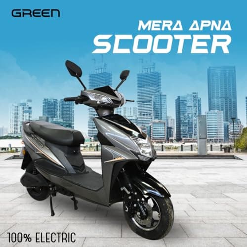Green Invicta Low Speed Electric Scooter Non RTO 60KM Range with Portable Charger (Grey) 2