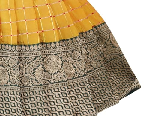 PW PLATYPUS WORLD New South Indian Traditional Pattu Pavadai Tapeta Silk Frock for Baby Girls Frock (3-6 Months) 4