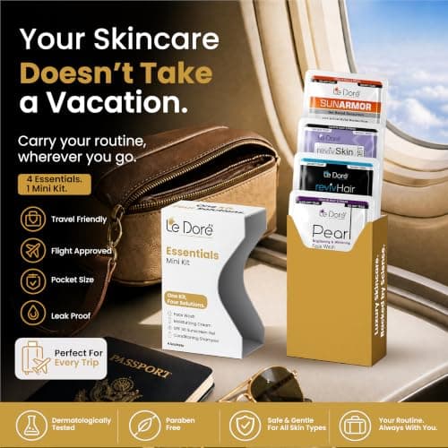 Le Dore Essential Kit With Face Wash, Sunscreen, Shampoo & Moisturiser | Mini Travel Kit | For Men & Women 2