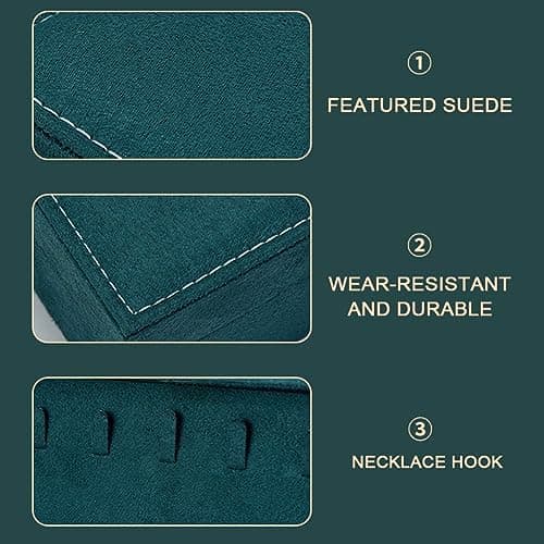 CLUBX 2 Layer Green Drawer Ring Necklace Large Storage Box Multifunction Collection Jewelry Display Bracelet Earring Jewelry Organizer (2 Green Jewellery Box) 3