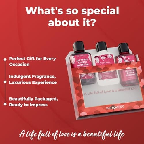 THE LOVE CO. Japanese Cherry Blossom Gift Set for Women | Body Wash, Body Lotion, Shampoo | Pack of 3 | Luxury Bath & Body Pampering Kit | Birthday, Anniversary & Special Occasion Gift | Premium Vegan 4