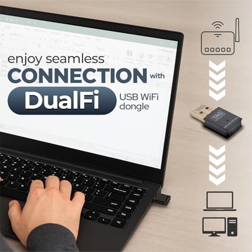 TAG Dualfi 600Mbps Dual Band WiFi USB Adapter for PC/Laptop/Desktop | 2.4GHz + 5GHz Wireless Dongle | USB 2.0 | Plug & Play | Soft AP Mode | WPA/WPA2 Secure | 433Mbps + 150Mbps Speed | Black 5