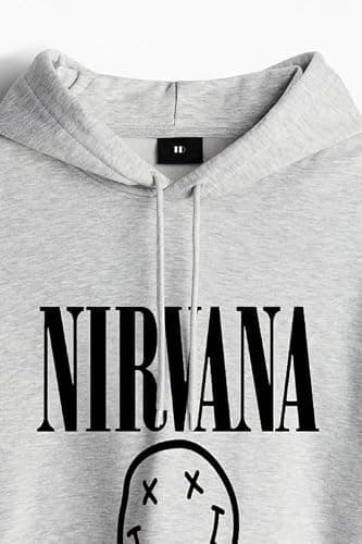 THE DUFFERS | Nirvana Hoodie for Men's & Women's Cotton Hooded Hoodies Sweatshirt Unisex Grey M 2