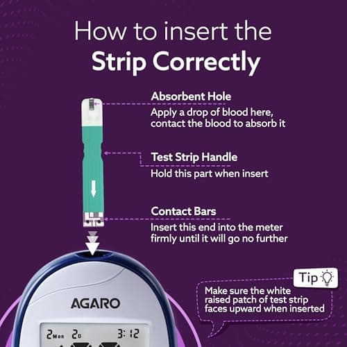AGARO Glucometer, Blood Glucose Monitoring System with 50pcs Strips & Lancets, Glucometer Machine, Instant Blood Sugar Test at Home, Fast Blood Sugar Testing Device, Simple & Accurate, GLM-76. 5