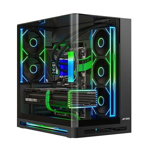 Ant Esports Crystal Arc Pro Mid-Tower Computer Case/Gaming Cabinet - Black |Curved Front Glass | Support ATX, Micro-ATX, Mini-ITX | Pre-Installed 2(240mm,360mm) Mono Frame Fans