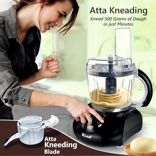 Rico 400 Watts Japanese Technology Mini Food Processor Atta Maker for Kitchen | 1 Year Warranty | Dough Kneader, Chopper, Shredder & Juicer | Black 2