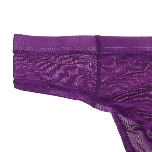 Meadawgs® Men's Nets Yarn Bulge Pouch Bikini Briefs Breathable T-Back S Purple|Clothing Shoes & Accessories | Mens Clothing | Underwear|1x Men's Bikini T-Back 3