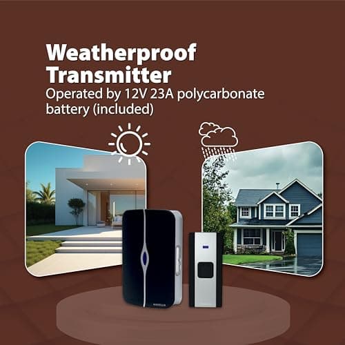 Havells Tango Wireless Digital Doorbell (White & Black), 25 Chime Melodies, 3 Volume Levels, 100m 433.92MHz Open Air Receiver and Transmitter Range,Loved by Users for LED Stylish and Superb Longevity 3