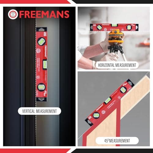 FREEMANS Box Section Aluminum Spirit Level with Magnet 30cm 6