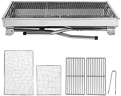 VBM 72Cm Portable Barbecue Folding Charcoal BBQ Grill Stainless Steel Thickened Barbeque Grill Home Garden Backyard Tailgate Party Camping Picnic Cooking Large Silver 3