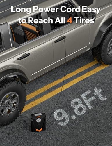UN1QUE Tyre Inflator for Car, 150PSI Car Air Pump, 12V DC Portable Air Compressor for Tyre, Fast Inflation Speed Inflator Pump with LED Light 5